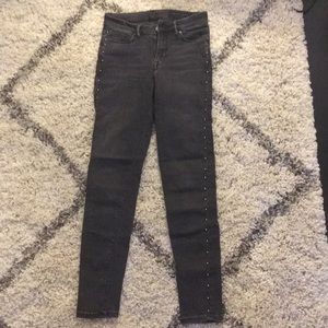 AllSaints Size 6 Dark Grey washed studded jeans
